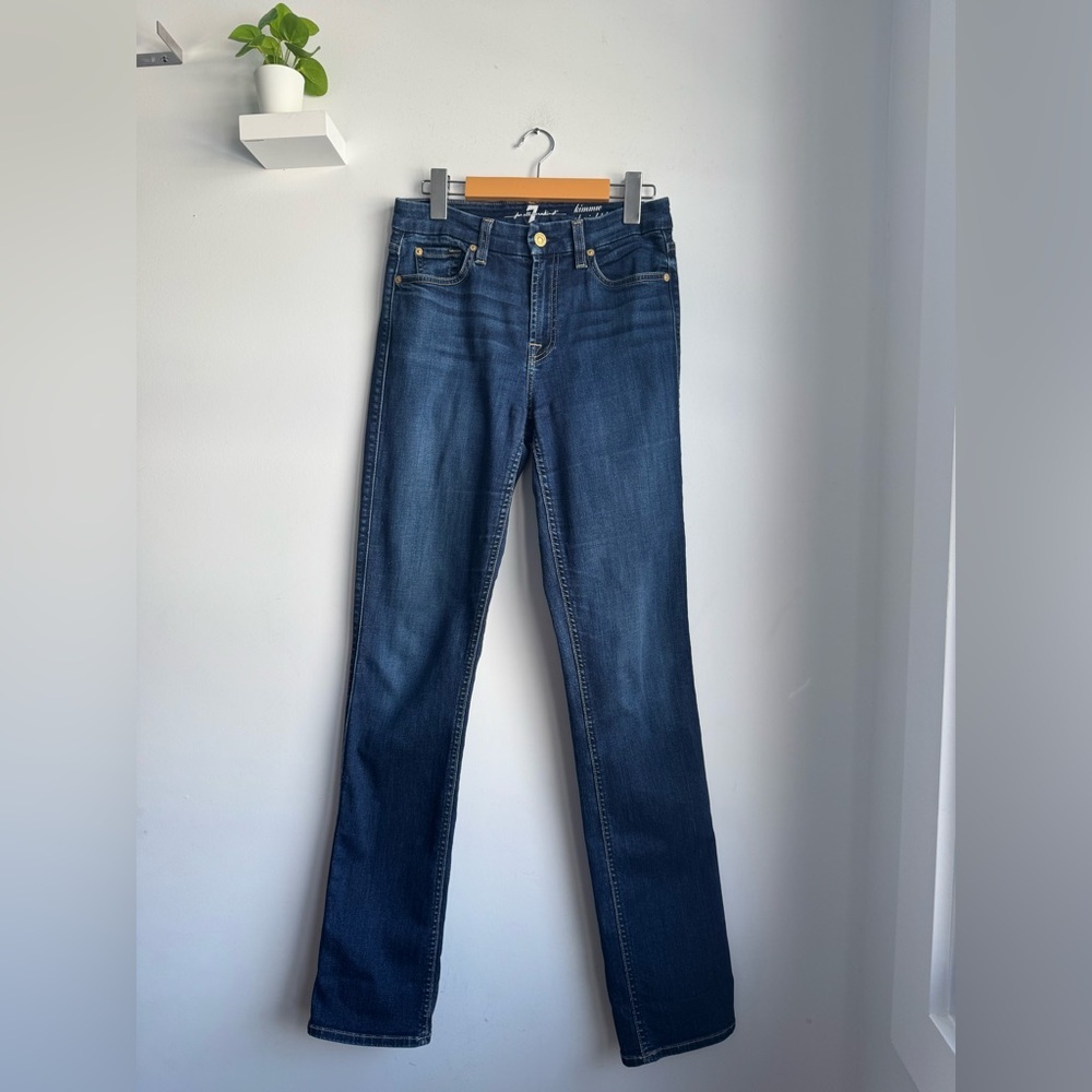 7 For All Mankind Dark Blue Kimmie Straight Leg Jeans